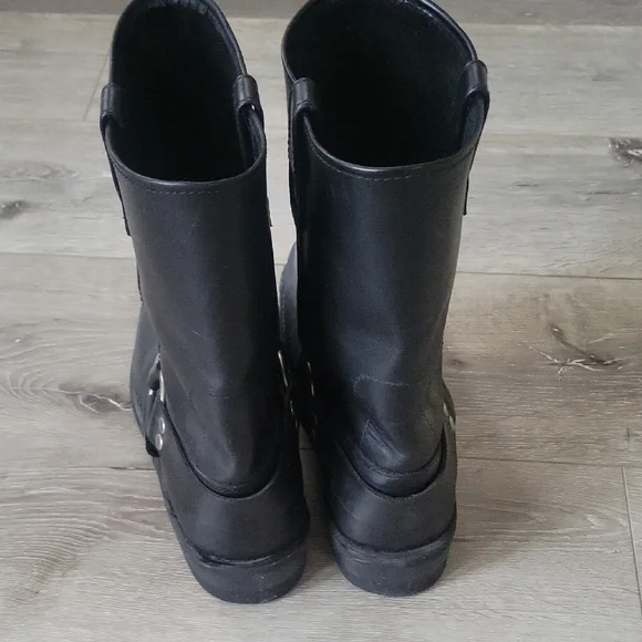 River Road Black Leather Motorcycle Riding Boots Size 11